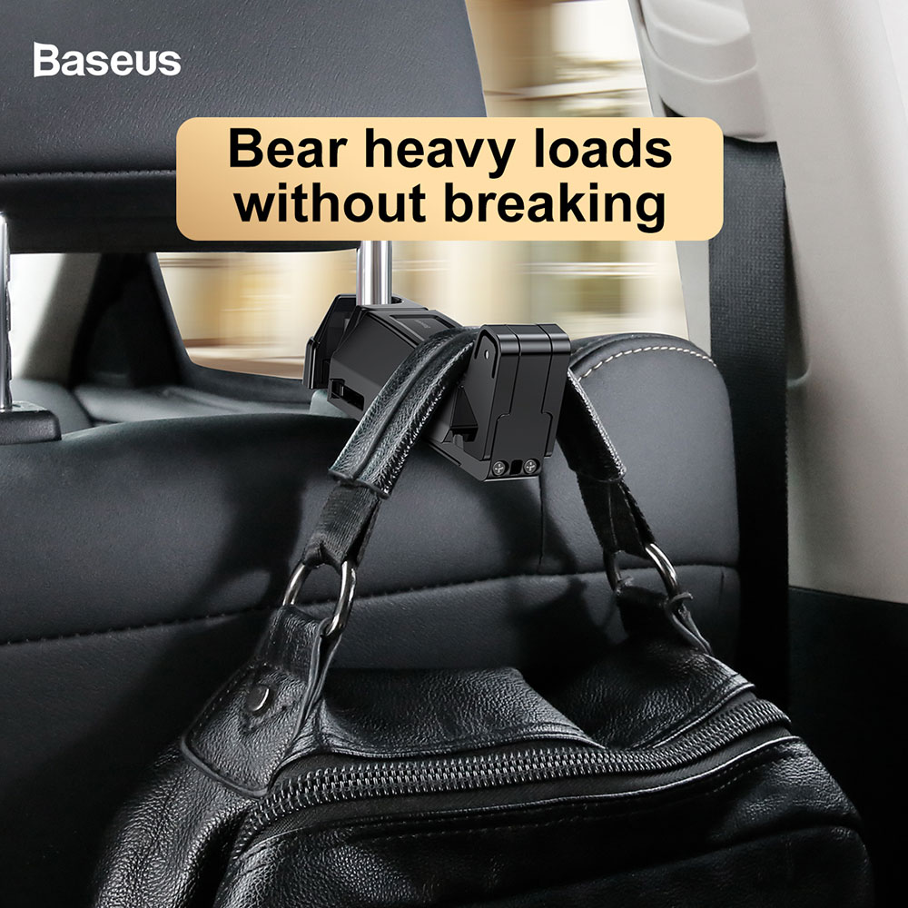 Picture of Baseus Car Backseat 2 in 1 Hook and Phone Holder Hook for iPhone 13 Pro Max 14 Pro Max Galaxy S23 Ultra (Black)