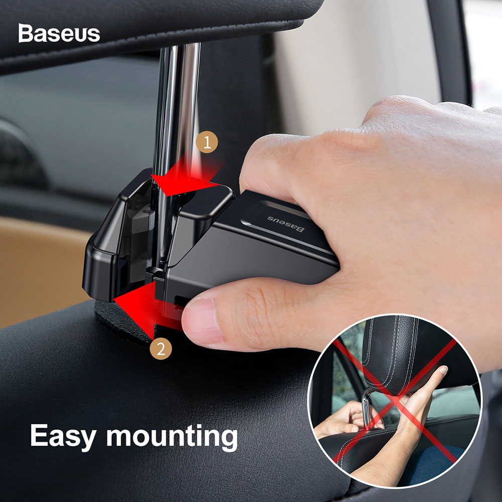 Picture of Baseus Car Backseat 2 in 1 Hook and Phone Holder Hook for iPhone 13 Pro Max 14 Pro Max Galaxy S23 Ultra (Black)