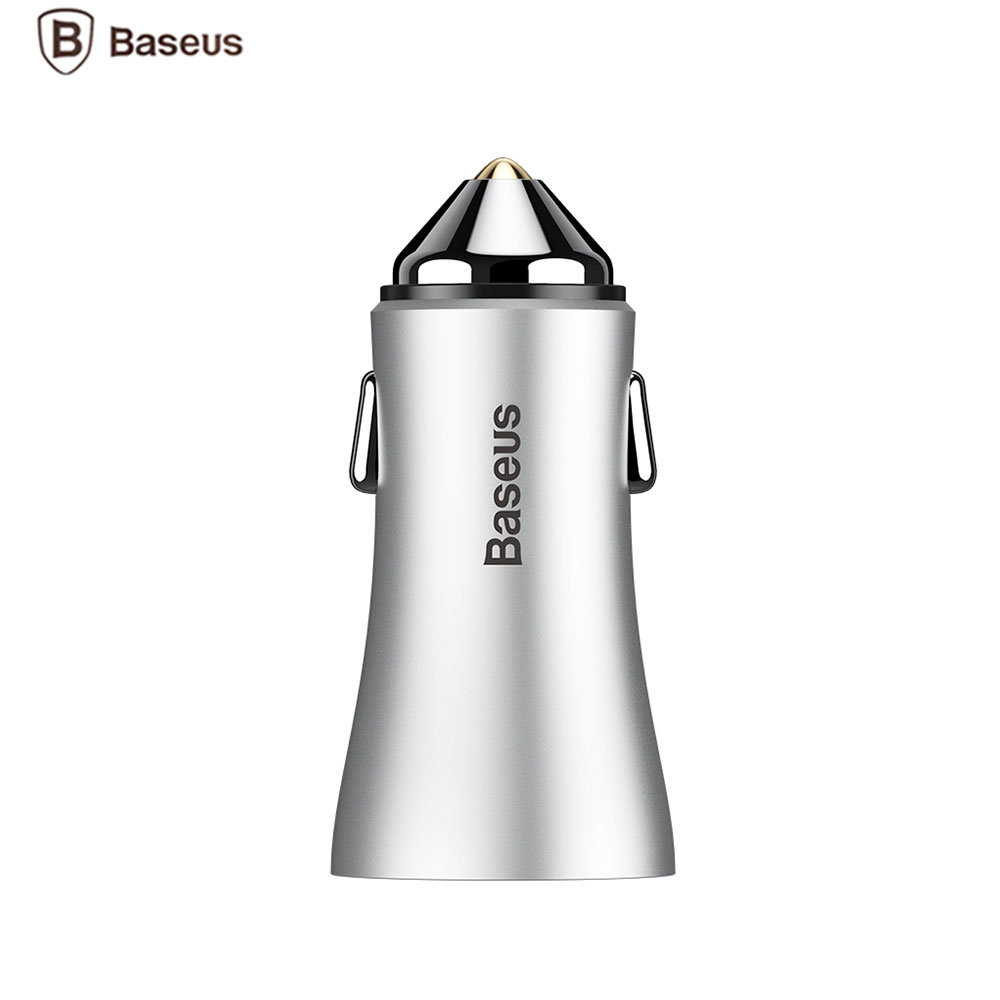 Picture of Baseus 2 Dual USB  2.4 Max Charge Aluminum Alloy Car Charger (Silver)