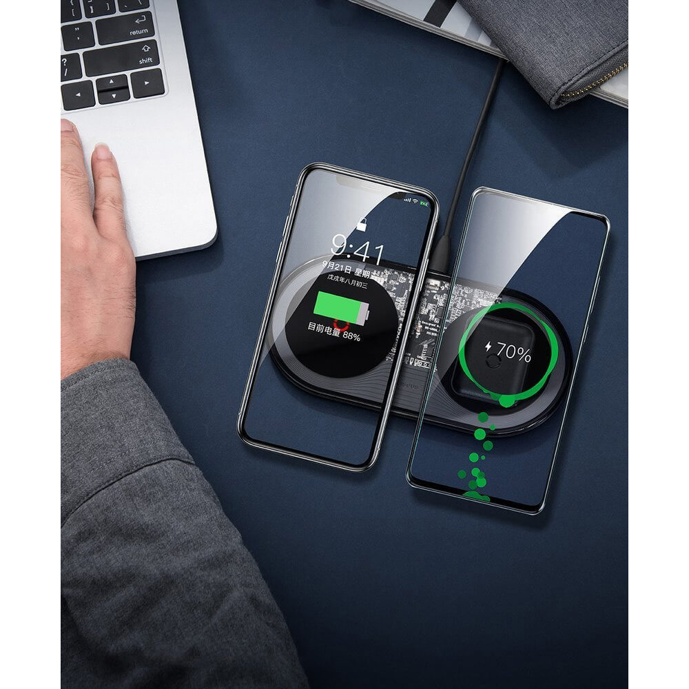 Picture of Baseus Simple Turbo Edition 2 in 1 Wireless Charging Pad Charger 24W (US Plug)