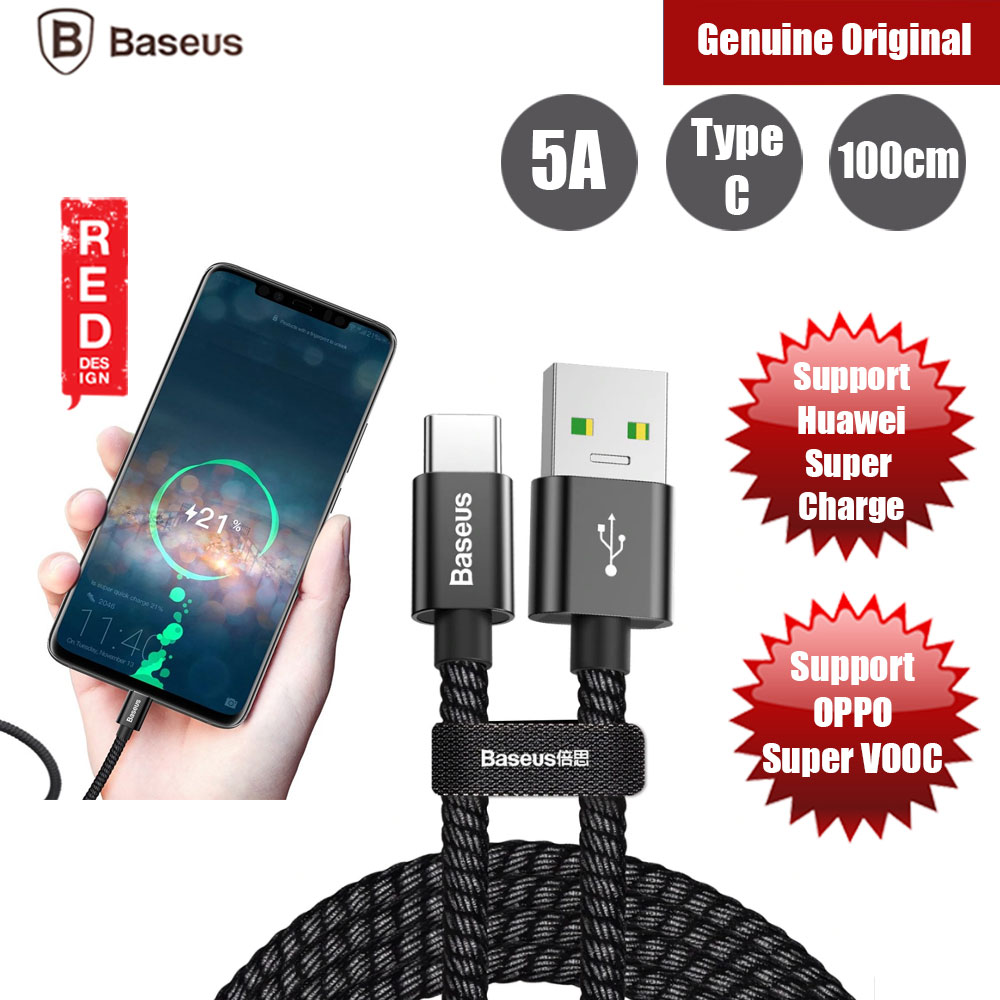 Picture of Baseus Double Fast Charging Series Type C 5A Cable support Huawei Super Charge (Black) Red Design- Red Design Cases, Red Design Covers, iPad Cases and a wide selection of Red Design Accessories in Malaysia, Sabah, Sarawak and Singapore 
