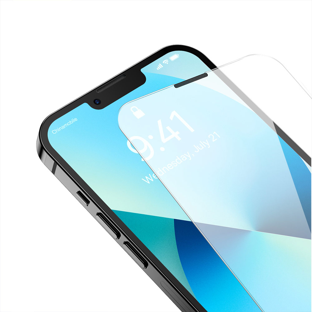 Picture of Apple iPhone 13 6.1  | Baseus Full Coverage Invisible Tempered Glass with Cellular Dust Prevention for iPhone 13 Pro iPhone 13 6.1 (HD Clear 2pcs)