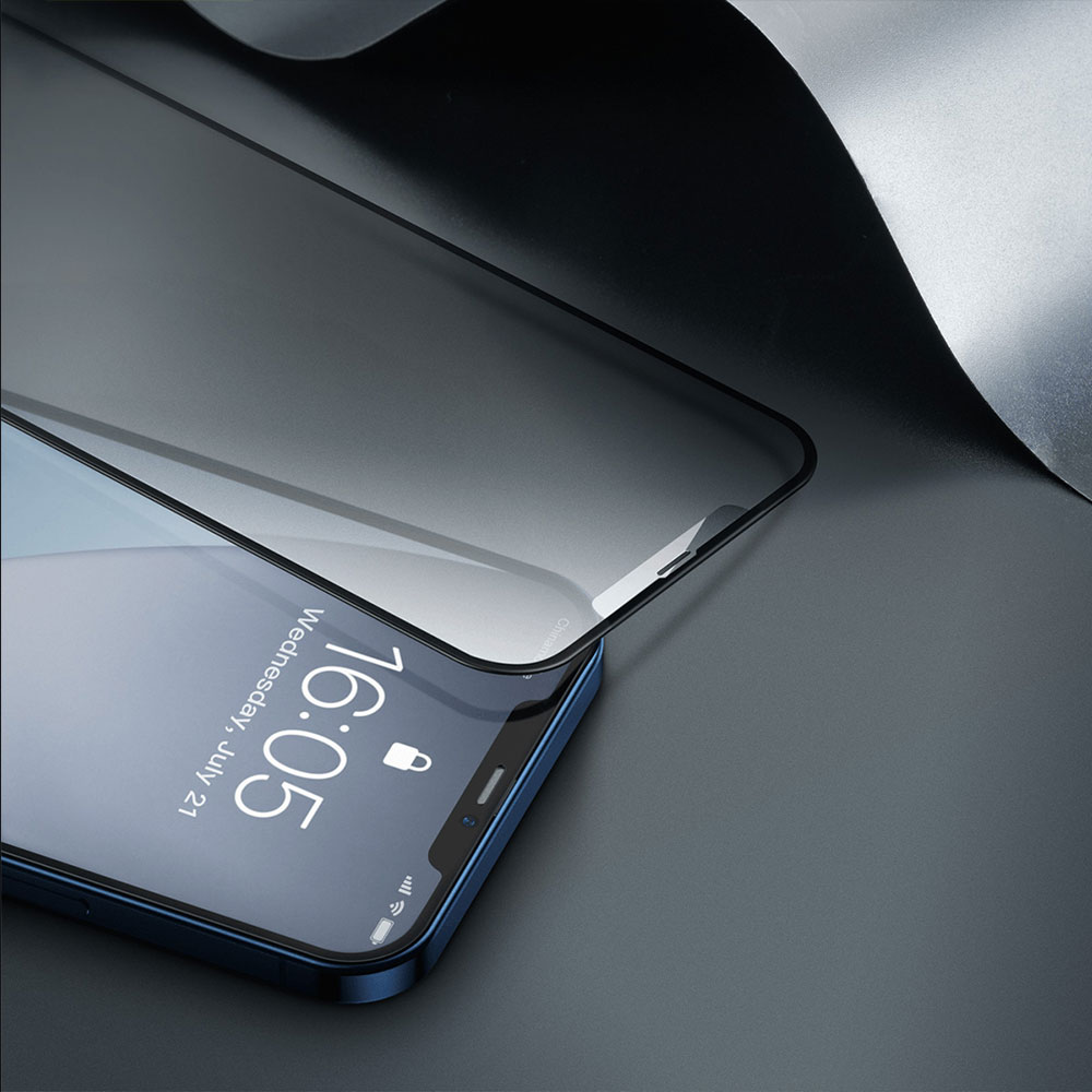 Picture of Apple iPhone 12 Pro Max 6.7  | Baseus 0.25mm Frosted Gaming Gamer Full Screen Anti Finger Print Tempered Glass for iPhone 12 Pro Max 6.7 (Matte 2pcs Pack)