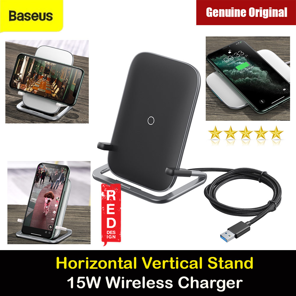 Picture of BASEUS RIB HORIZONTAL AND VERTICAL HOLDER WIRELESS CHARGING 15W Wireless Charging Stand (Black) Red Design- Red Design Cases, Red Design Covers, iPad Cases and a wide selection of Red Design Accessories in Malaysia, Sabah, Sarawak and Singapore 