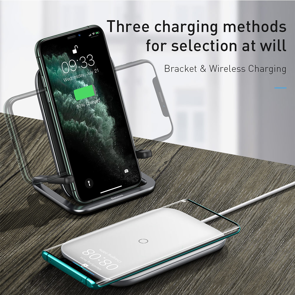 Picture of BASEUS RIB HORIZONTAL AND VERTICAL HOLDER WIRELESS CHARGING 15W Wireless Charging Stand (Black)