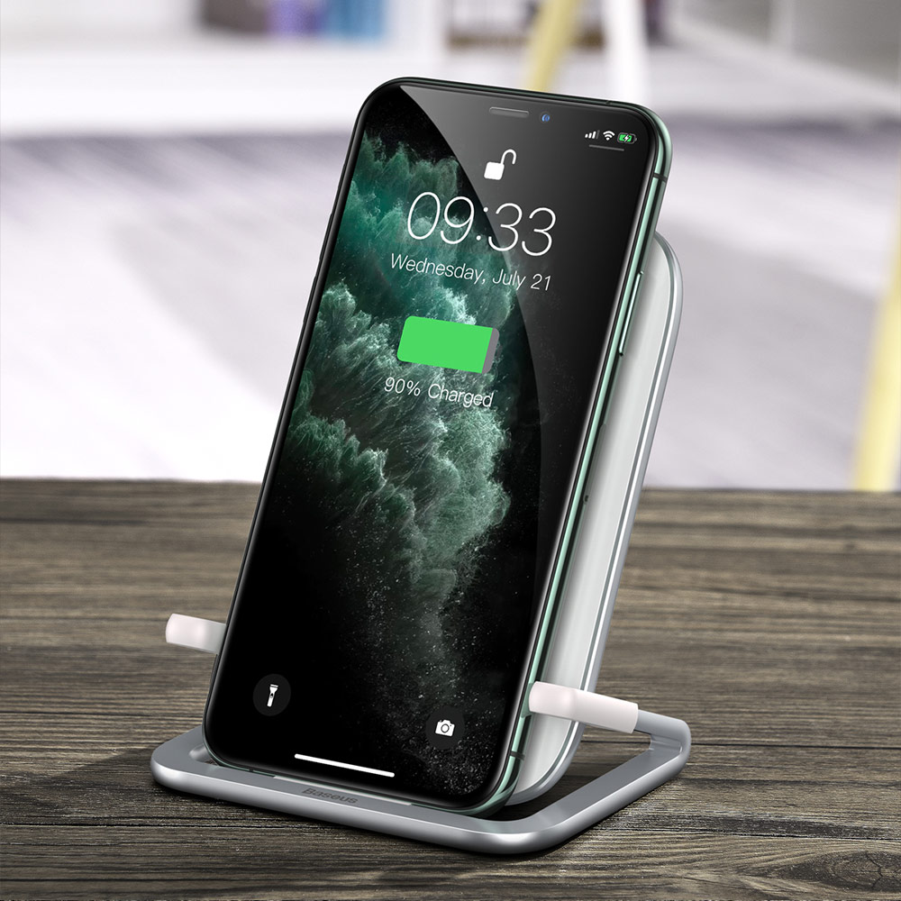 Picture of BASEUS RIB HORIZONTAL AND VERTICAL HOLDER WIRELESS CHARGING 15W Wireless Charging Stand (White)