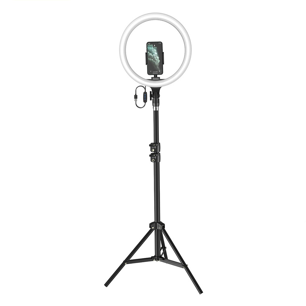 Picture of Baseus Live Stream Phone Holder Stand with 12 inches Light Ring with adjustable Brightness Level (12 inches Ring with Floor Stand)