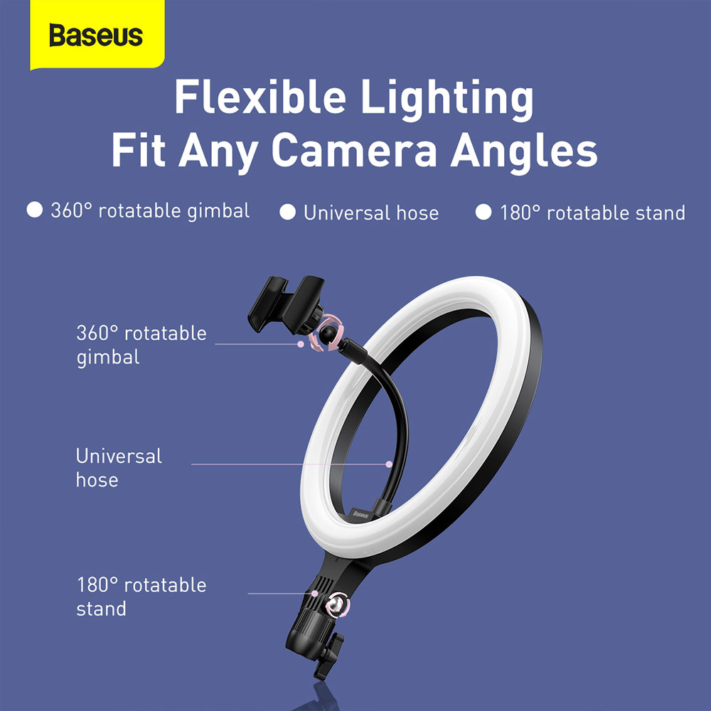 Picture of Baseus Live Stream Phone Holder Stand with 12 inches Light Ring with adjustable Brightness Level (12 inches Ring with Floor Stand)