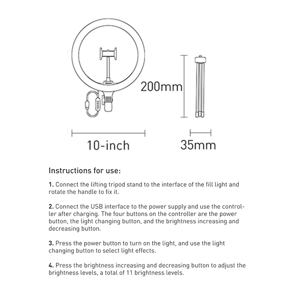 Picture of Baseus Live Stream Phone Holder Stand with 10 inches Light Ring with adjustable Brightness Level (10 inches Ring with Table Stand)