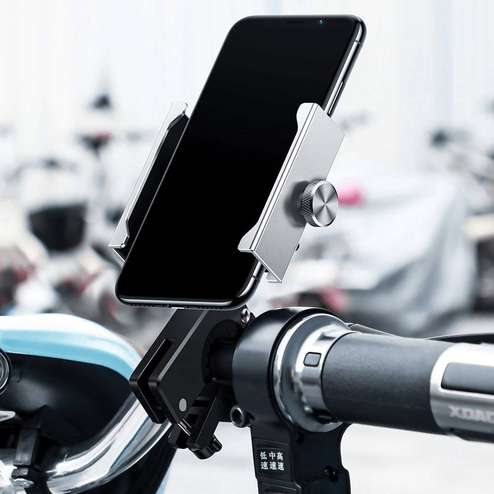 Picture of Baseus Knight metal phone holder for bicycle motorbike motorcycle handlebar (Silver)