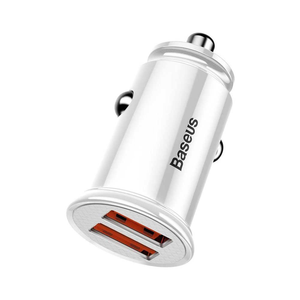 Picture of Baseus Small Mini USB A 30W Max Quick Charge Car Charger QC3.0 SCP AFC VOOC (White)