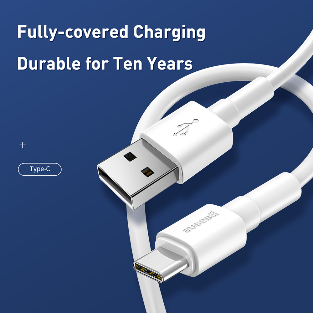 Picture of Baseus Mini White USB-A to Type-C Cable 3A 480Mbps 100CM (White)