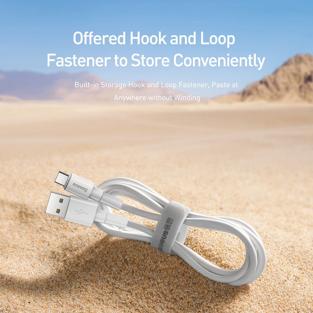 Picture of Baseus Mini White USB-A to Type-C Cable 3A 480Mbps 100CM (White)