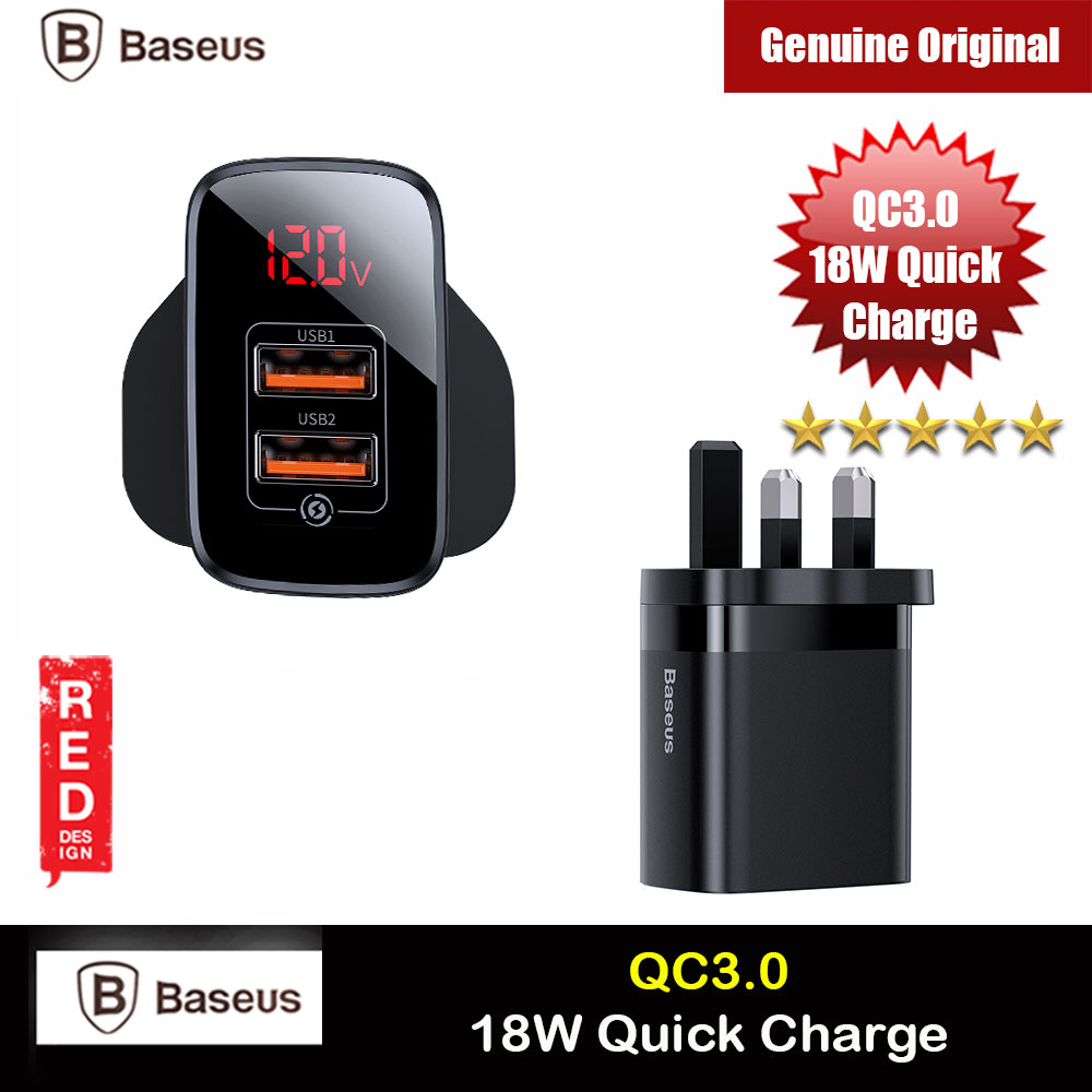 Picture of Baseus QC3.0 Quick Charge 18W Charger for Apple Samsung Huawei Mi (Black) Red Design- Red Design Cases, Red Design Covers, iPad Cases and a wide selection of Red Design Accessories in Malaysia, Sabah, Sarawak and Singapore 