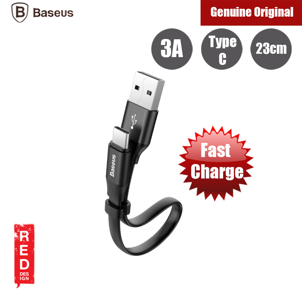 Picture of Baseus 3A Quick Charge Short Type C Cable for Samsung Note 9 Huawei Mate 20 Pro 23cm (Black) Red Design- Red Design Cases, Red Design Covers, iPad Cases and a wide selection of Red Design Accessories in Malaysia, Sabah, Sarawak and Singapore 