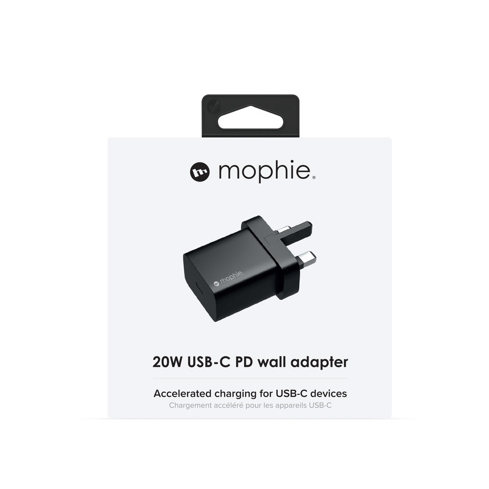 Picture of Mophie USB-C 20W PD Wall Charger Traver Charger Compact Charger for iPhone 11 Pro Max 12 Pro Max 13 Pro Max (UK Black)