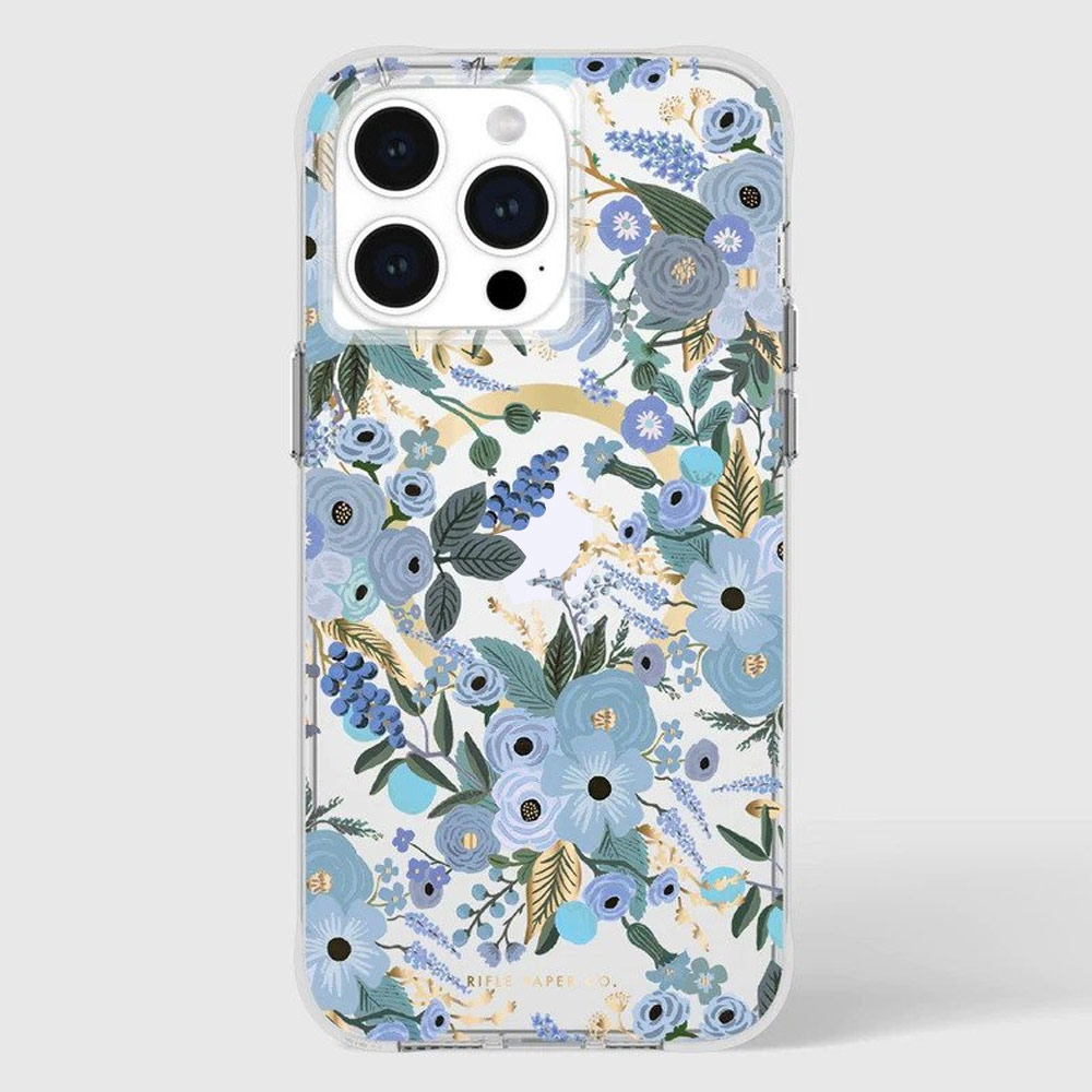 Picture of Apple iPhone 15 Pro 6.1  | Case Mate Case-Mate Rifle Paper Co Floral Design Drop Protection Case with Magnetic Charging for iPhone 15 Pro 6.1 (Garden Party Blue)