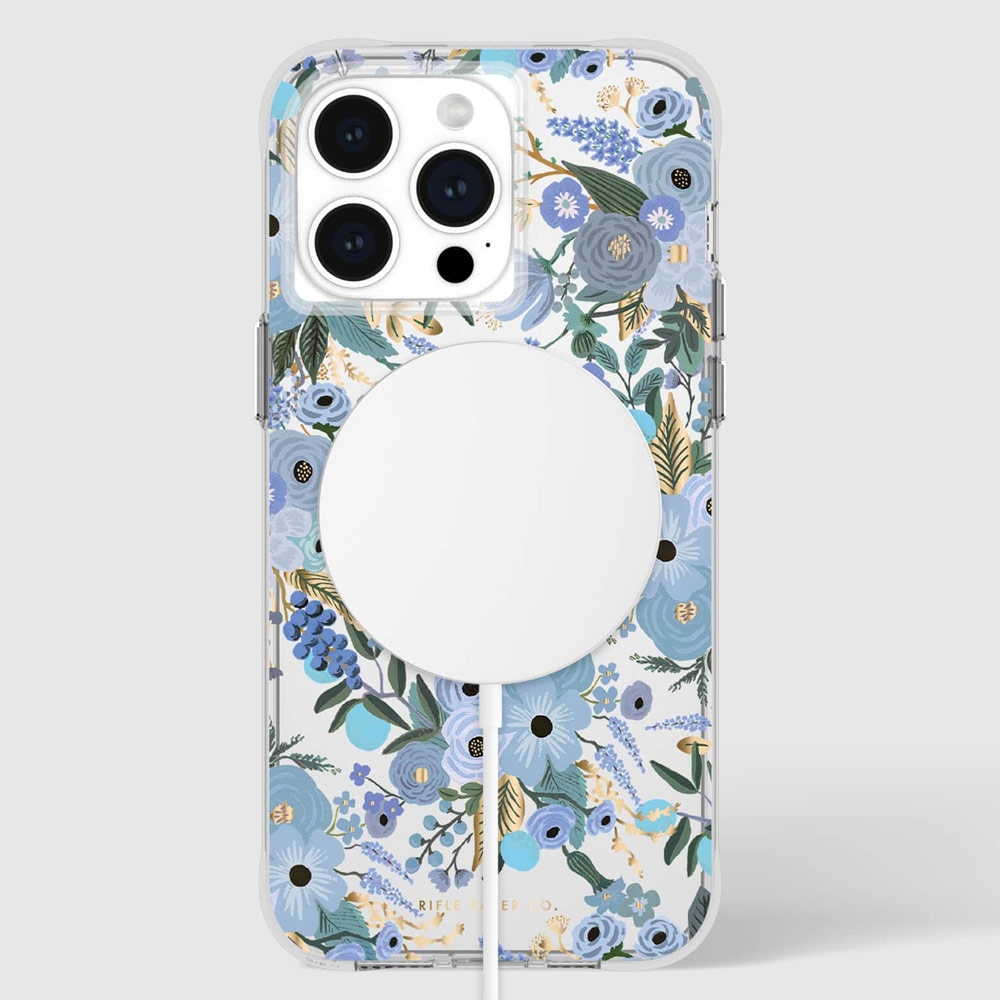 Picture of Apple iPhone 15 Pro 6.1  | Case Mate Case-Mate Rifle Paper Co Floral Design Drop Protection Case with Magnetic Charging for iPhone 15 Pro 6.1 (Garden Party Blue)