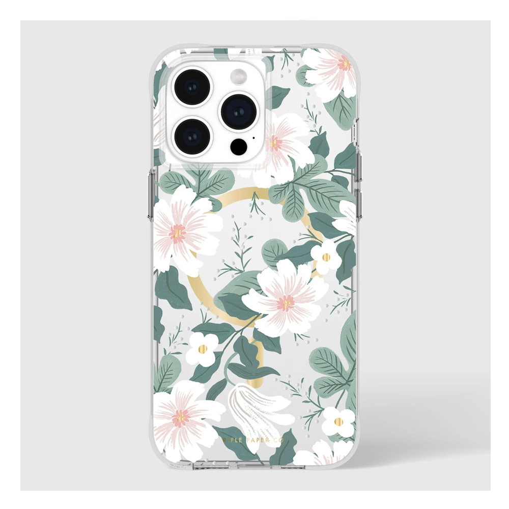 Picture of Apple iPhone 15 Pro 6.1  | Case Mate Case-Mate Rifle Paper Co Floral Design Drop Protection Case with Magnetic Charging for iPhone 15 Pro 6.1 (Willow)