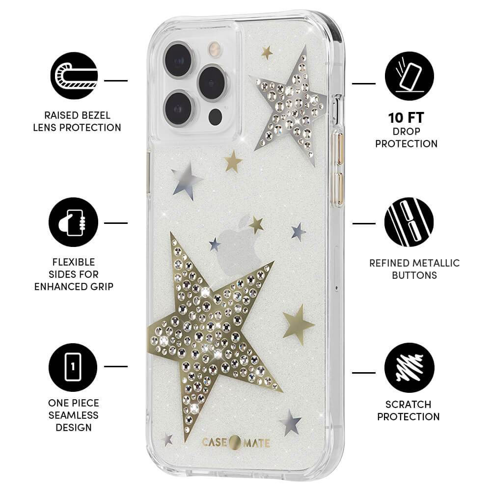 Picture of Apple iPhone 13 Pro Max 6.7  | Case Mate Case-Mate Sheer Superstar Series Protection Case for iPhone 13 Pro Max 6.7 (Sheer Superstar)