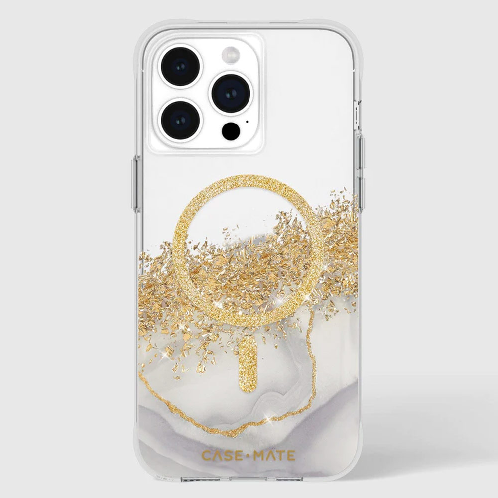 Picture of Apple iPhone 15 Pro Max 6.7  | Case Mate Case-Mate Stylish Design Karat Drop Protection Case with Magsafe Magnetic Charging for iPhone 15 Pro Max 6.7 (Marble Gold)