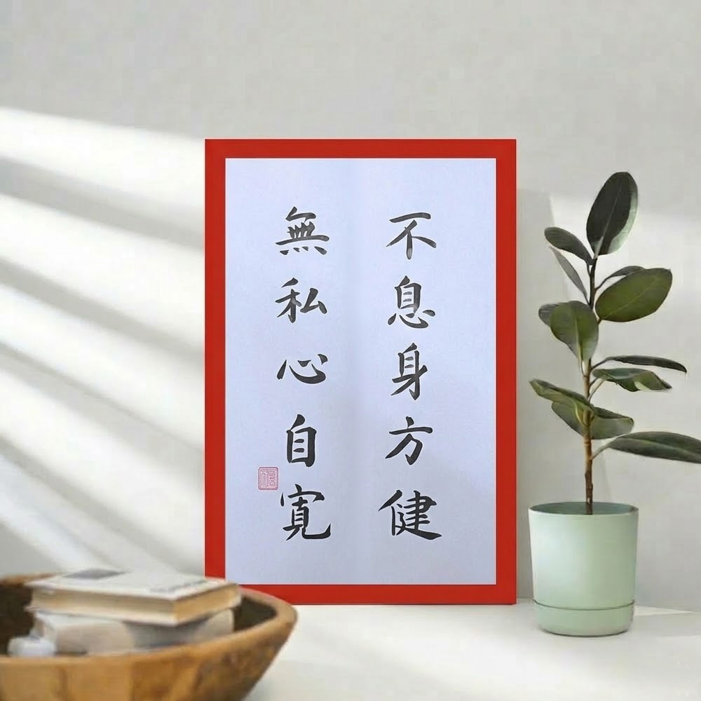 Picture of 手写书法装饰画 带框 Chinese Calligraphy with frame「不息身方健 无私心自宽」 客厅书房挂饰艺术品 中式家居摆 设适合家居与店铺 客厅书房装饰 送礼首选 乔迁新居开业都适合 30x21cm