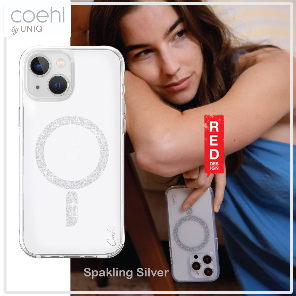 Picture of Apple iPhone 15 6.1  | Coehl by Uniq Design for Modern Women Girl Lady Magnetic Charging Compatible for iPhone 15 6.1 (Sparkling Silver)