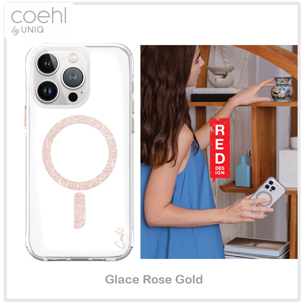 Picture of Apple iPhone 15 Pro 6.1  | Coehl by Uniq Design for Modern Women Girl Lady Magnetic Charging Compatible for iPhone 15 Pro 6.1 (Sparkling Rose Gold)