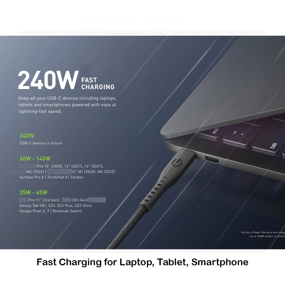 Picture of Energea Flow PD 240W USB-C to USB-C Fast Charging Cable for iPhone 15 Pro Max Smartphone Laptop Tablet (Purple)