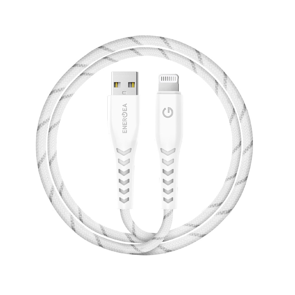 Picture of Energea NYLOFLEX MFI 3A Rapid Charge and Sync Lightning Cable 150CM (White)