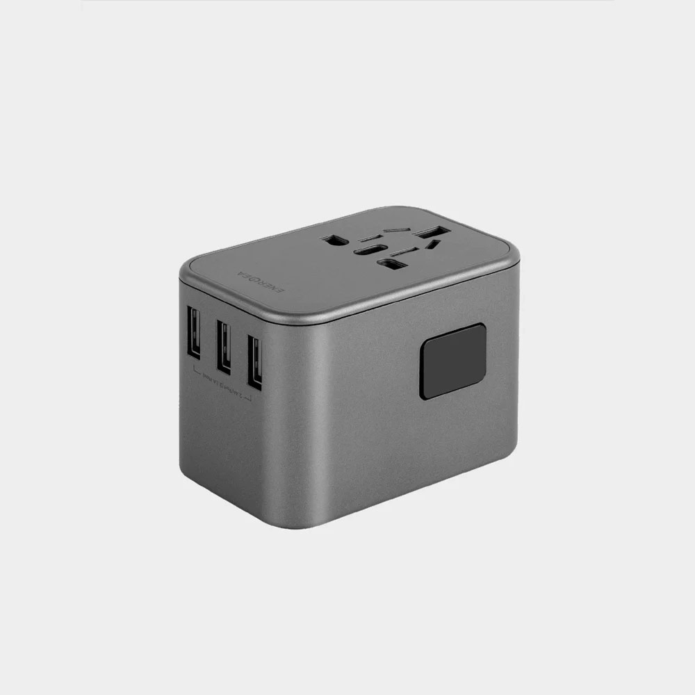 Picture of Energea TravelWorld Adapter 35 35W PD PPS 2 USB-C 3 USB-A Travel Adapter Fast Charge Charger (Gunmetal)