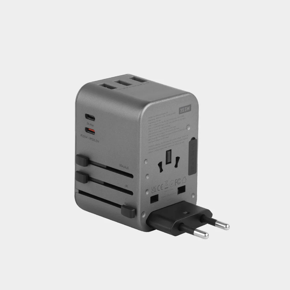 Picture of Energea TravelWorld Adapter 35 35W PD PPS 2 USB-C 3 USB-A Travel Adapter Fast Charge Charger (Gunmetal)