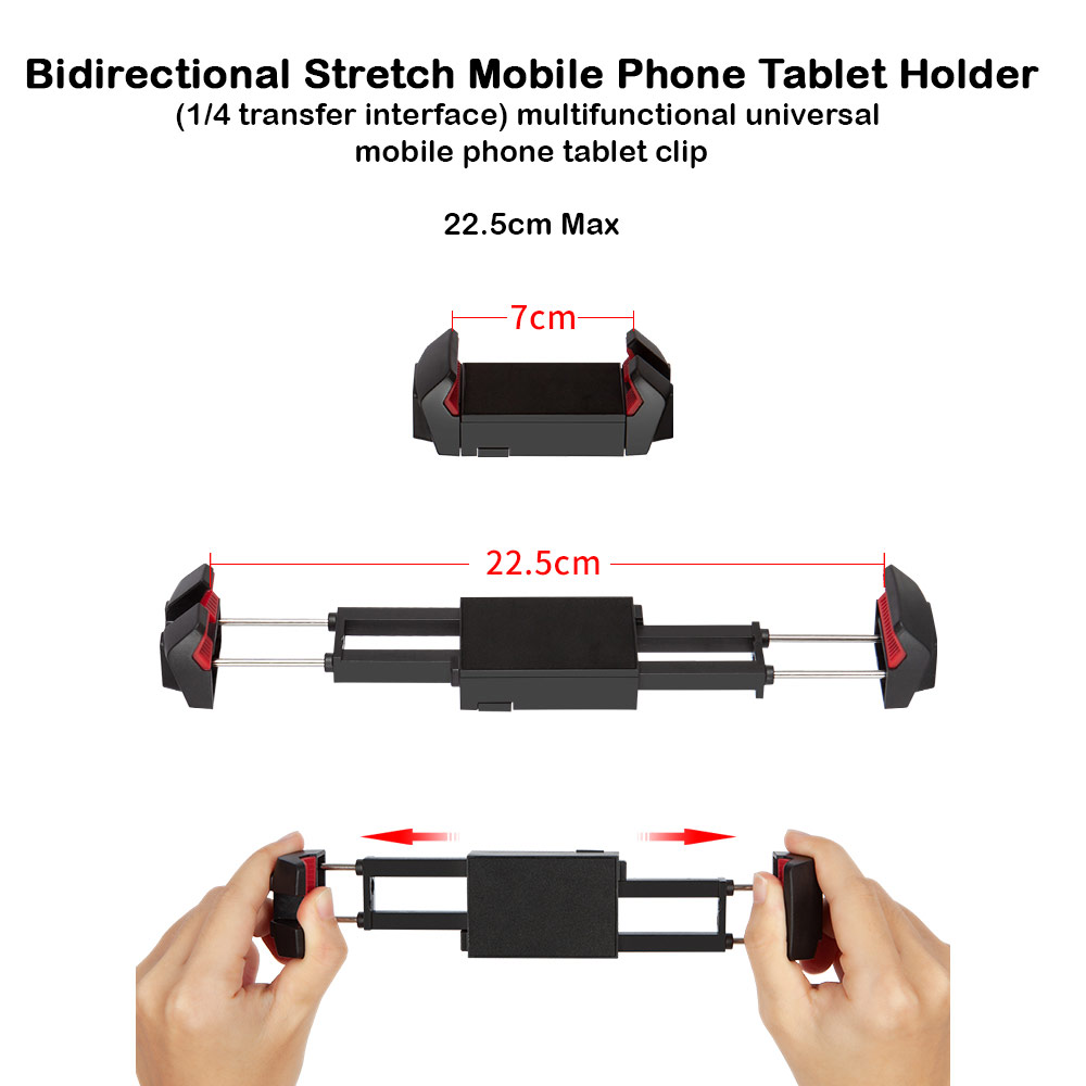 Picture of Red Design Selected Extendable Phone Tablet Holder Clamp Clip Mount for 3 inches to 8 inches 7 cm to 20cm Size (Black)