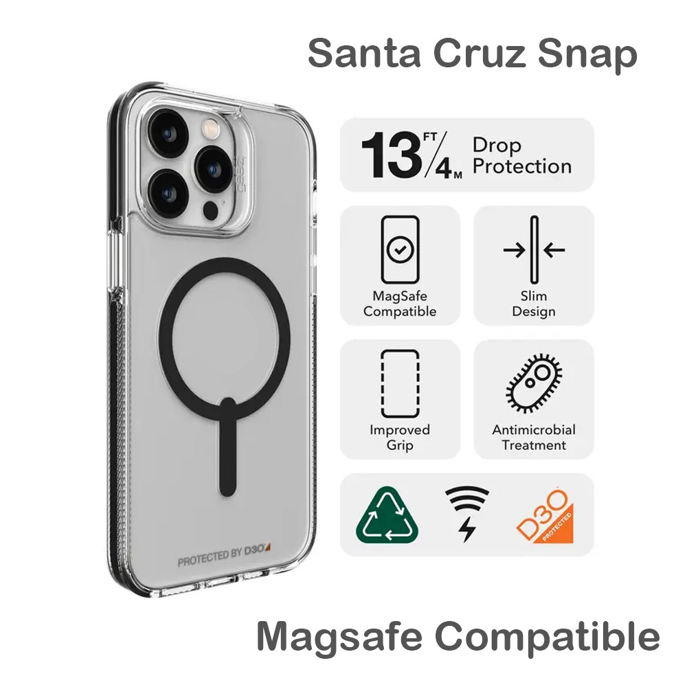 Picture of Apple iPhone 14 Pro Max 6.7 Case | Gear4 Santa Cruz Snap D30 Drop Protection Lightweight Case with Magsafe Compatible for iPhone 14 Pro Max 6.7 (Black)