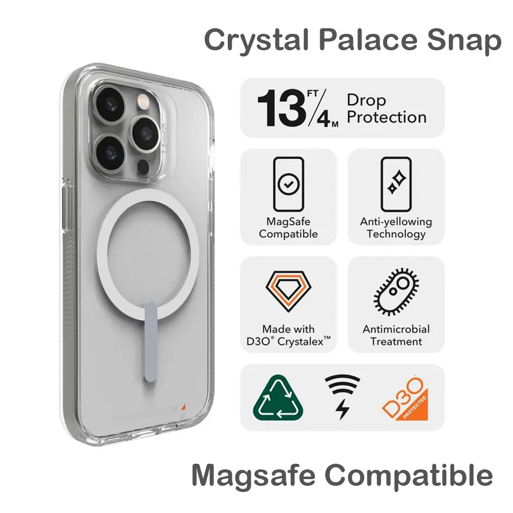 Picture of Apple iPhone 14 Pro 6.1 Case | Gear4 Crystal Palace Snap D30 Drop Protection Case with Magsafe Compatible for iPhone 14 Pro 6.1 (Clear)