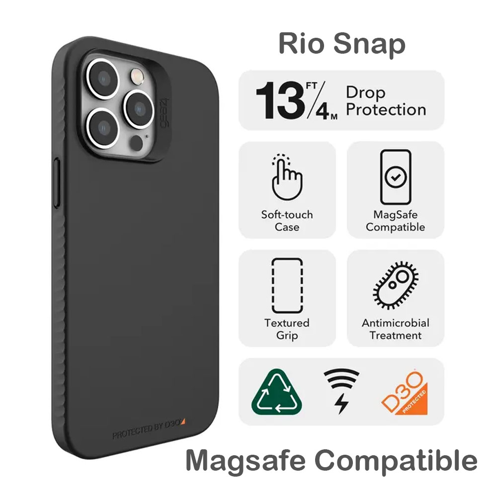 Picture of Apple iPhone 14 Pro Max 6.7 Case | Gear4 Rio Snap D30 Drop Protection Case with Magsafe Compatible for iPhone 14 Pro Max 6.7 (Black)