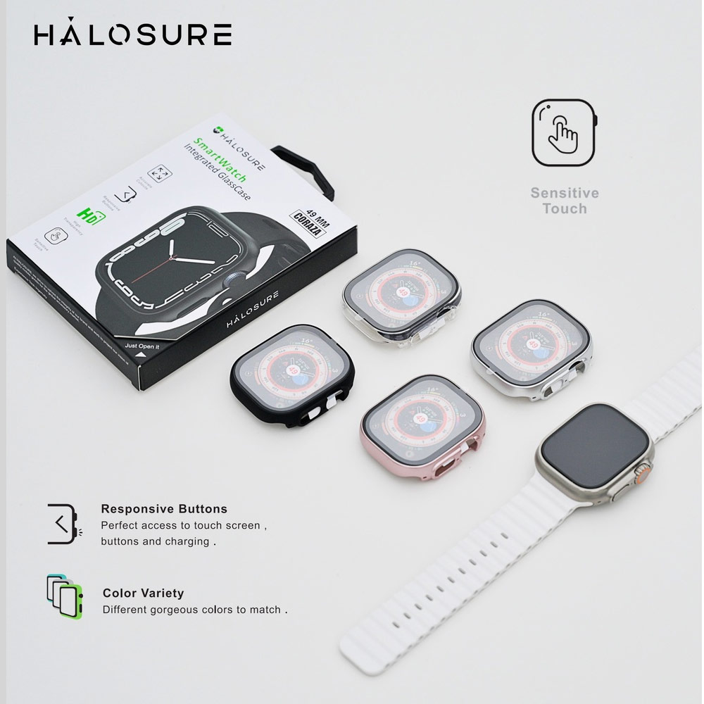 Picture of Apple Watch 49mm	Ultra Case | Halosure Coraza Series Case with High Sensitivity Touch 9H Tempered Glass for Apple Watch 49mm Ultra (Clear)