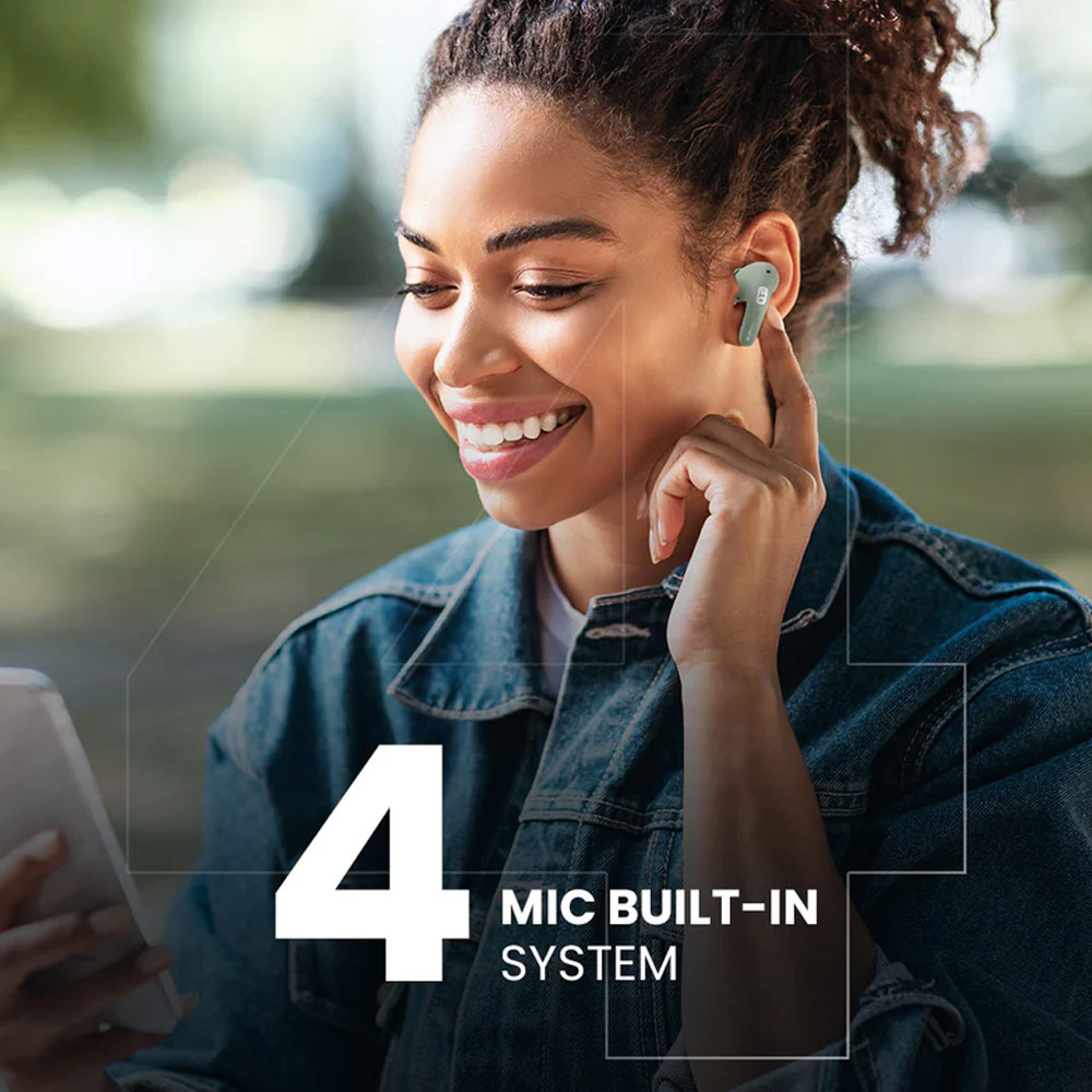 Picture of HiFuture Flybuds4 Ai Bluetooth 5.4 Comfort Fit TWS Earbuds Waterproof with ANC Noise Cancellation Ultra Bass Long Hours(Matcha Green)