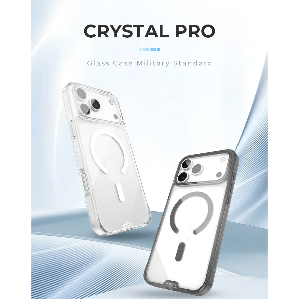 Picture of Apple iPhone 18 Pro Max Case | Hoda Crystal Pro Case with Military Standard MagSafe Enhanced with PureSurface TM with Camera Button for iPhone 18 Pro Max - Clear Black