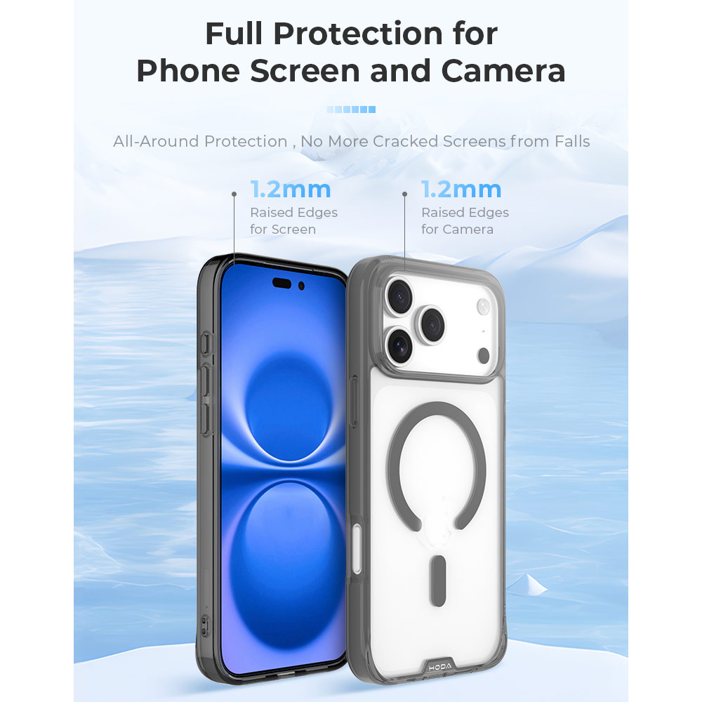 Picture of Apple iPhone 18 Pro Max Case | Hoda Crystal Pro Case with Military Standard MagSafe Enhanced with PureSurface TM with Camera Button for iPhone 18 Pro Max - Clear Black