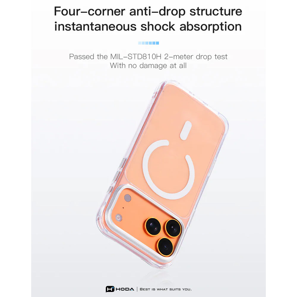 Picture of Apple iPhone 18 Pro Case | Hoda Crystal Ultra Case with Military Standard MagSafe Pure Surface TM with Camera Button for iPhone 18 Pro - Clear