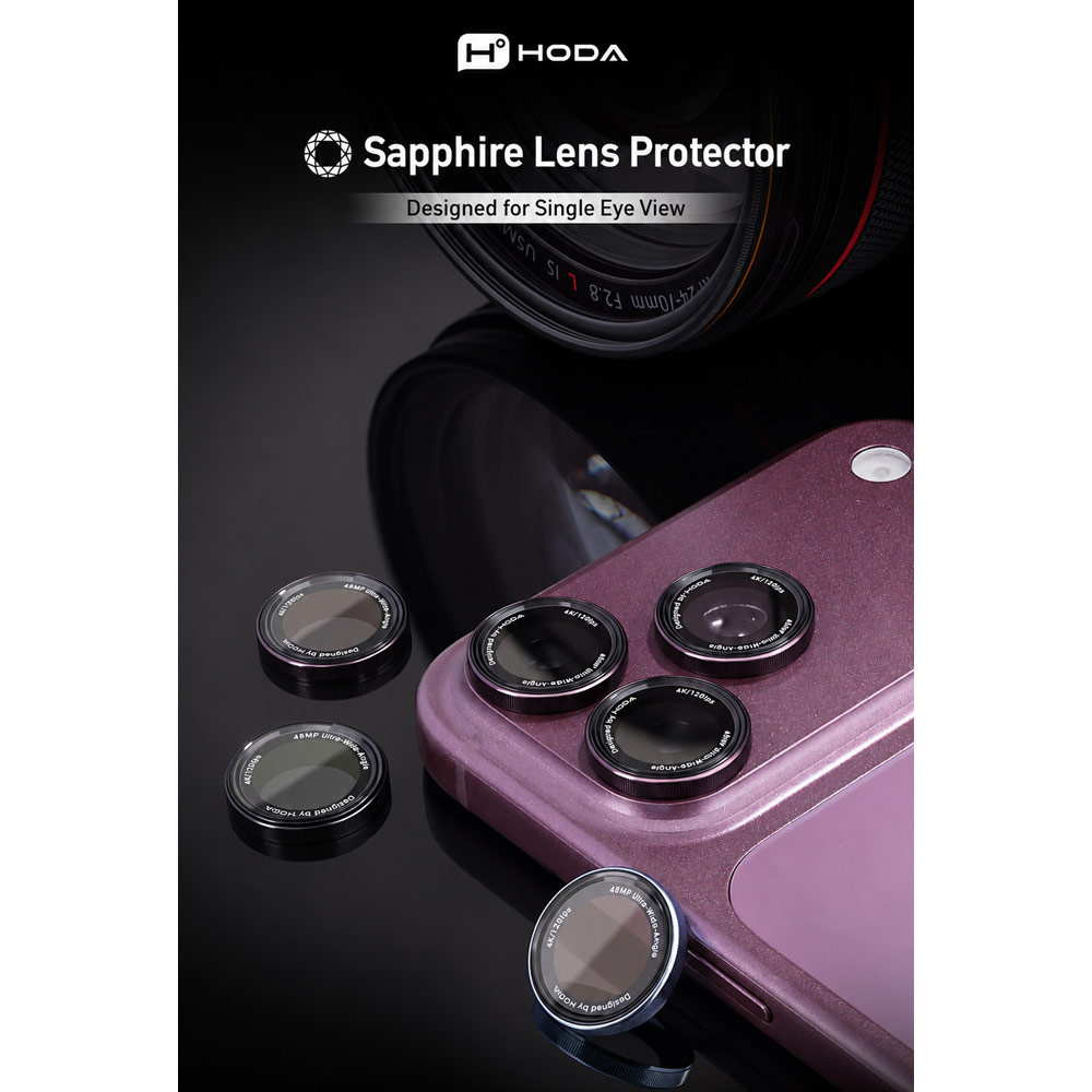 Picture of Apple iPhone 18 Pro Max | Hoda Sapphire Lens Protector (Monocular Like Design) for iPhone 18 Pro |18 Pro Max - Black (3PCS)