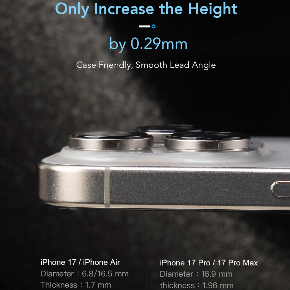 Picture of Apple iPhone 17 Pro 6.3  | Hoda Sapphire Lens Protector for iPhone 17 Pro Max 6.9 17 Pro 6.3  (3PCS Titanium Diamond)