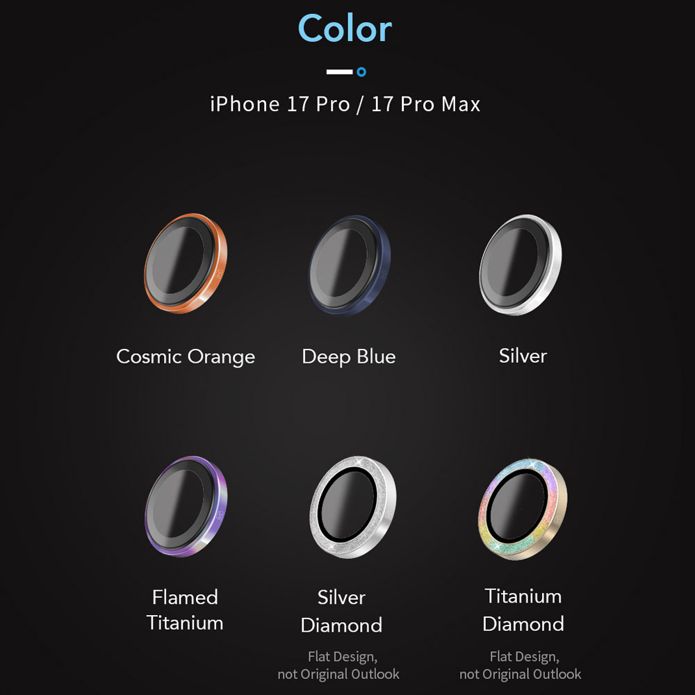 Picture of Apple iPhone 17 Pro 6.3  | Hoda Sapphire Lens Protector for iPhone 17 Pro Max 6.9 17 Pro 6.3  (3PCS Titanium Diamond)