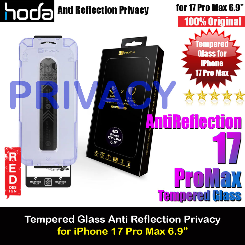 Picture of Hoda Anti Reflection Full Coverage Tempered Glass Screen Protector for iPhone 17 Pro Max 6.9 (Anti Reflection Privacy) Apple iPhone 17 Pro Max 6.9- Apple iPhone 17 Pro Max 6.9 Cases, Apple iPhone 17 Pro Max 6.9 Covers, iPad Cases and a wide selection of Apple iPhone 17 Pro Max 6.9 Accessories in Malaysia, Sabah, Sarawak and Singapore 