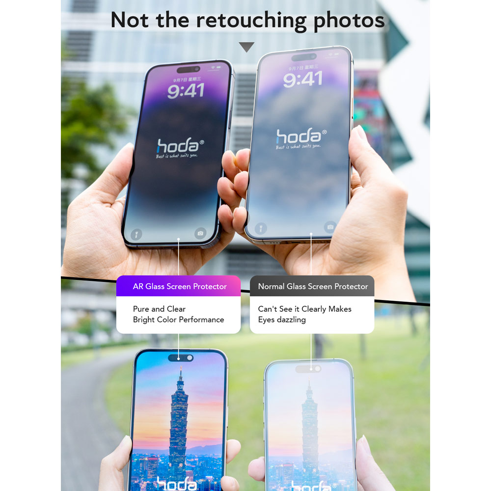 Picture of Apple iPhone 16 Pro 6.3 Screen Protector | Hoda Anti Reflection Full Coverage Tempered Glass Screen Protector for iPhone 17 iPhone 16 Pro 6.3 (Anti Reflection)