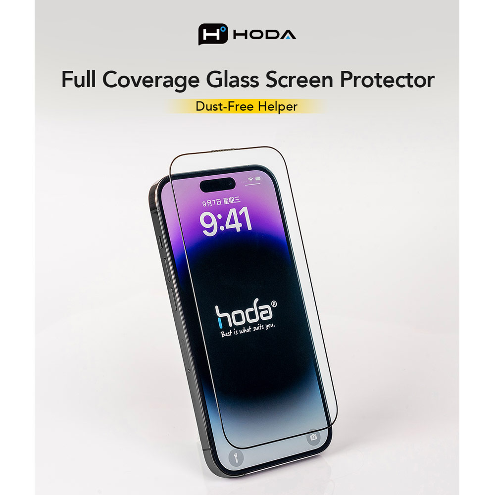 Picture of Apple iPhone 16 Pro 6.3 Screen Protector | Hoda Anti Clear Full Coverage Tempered Glass Screen Protector for iPhone 17 Pro 16 Pro 6.3 (Clear)