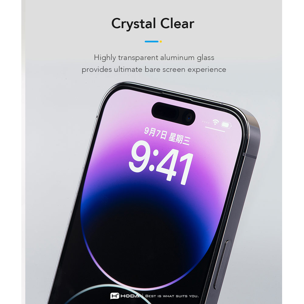 Picture of Apple iPhone 16 Pro 6.3 Screen Protector | Hoda Anti Clear Full Coverage Tempered Glass Screen Protector for iPhone 17 Pro 16 Pro 6.3 (Clear)