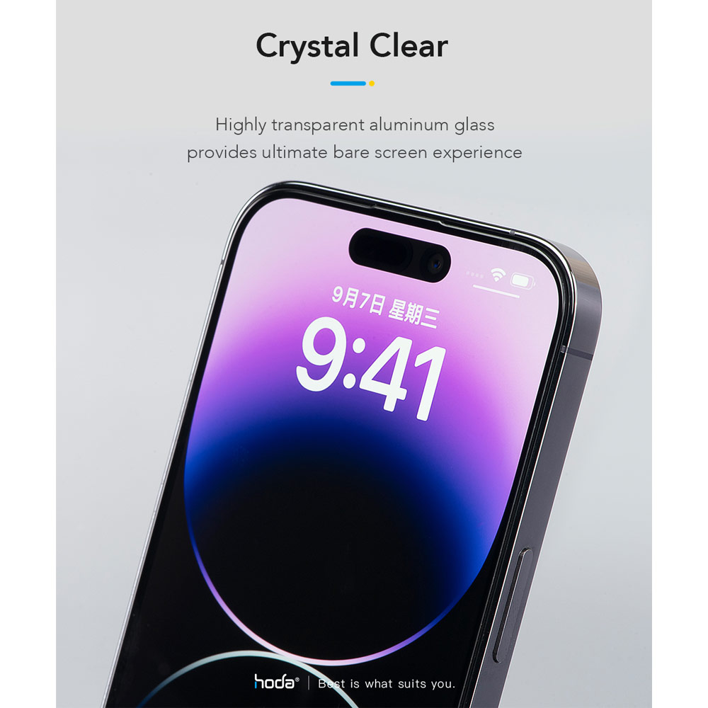 Picture of Apple iPhone 15 6.1 Screen Protector | Hoda 0.33mm 2.5D Full Coverage Tempered Glass Screen Protector for iPhone 16 6.1 15 6.1 with Dust Free Helper (Clear)