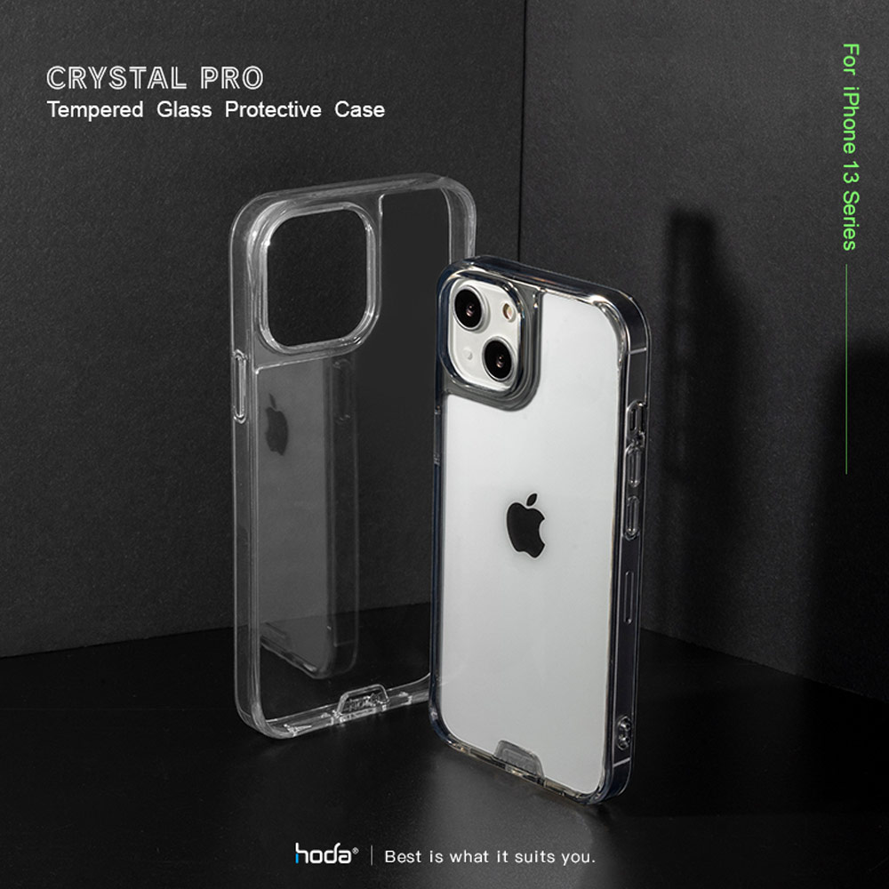 Picture of Apple iPhone 13 6.1 Case | Hoda Military CRYSTAL PRO 3D TEMPERED GLASS BACKPLATE Drop Protection PROTECTIVE Case for Apple iPhone 13 6.1 (Crystal Clear)